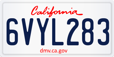 CA license plate 6VYL283