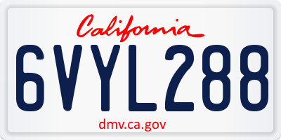CA license plate 6VYL288