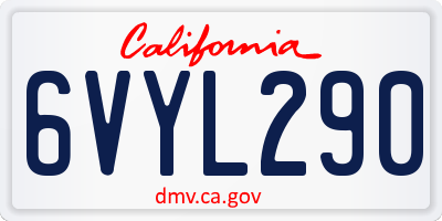 CA license plate 6VYL290