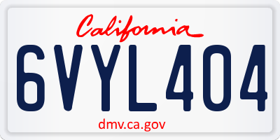CA license plate 6VYL404