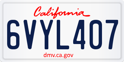 CA license plate 6VYL407