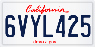 CA license plate 6VYL425