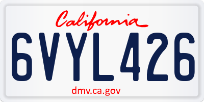 CA license plate 6VYL426
