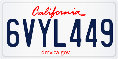 CA license plate 6VYL449