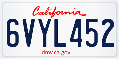 CA license plate 6VYL452