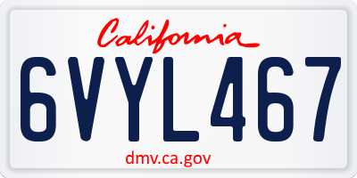 CA license plate 6VYL467