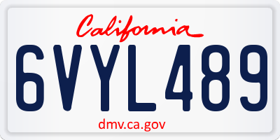 CA license plate 6VYL489