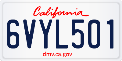CA license plate 6VYL501