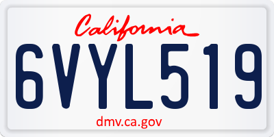 CA license plate 6VYL519