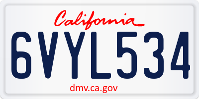 CA license plate 6VYL534