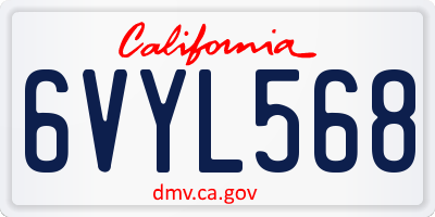 CA license plate 6VYL568