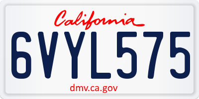CA license plate 6VYL575