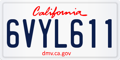 CA license plate 6VYL611