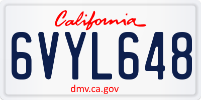 CA license plate 6VYL648