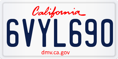 CA license plate 6VYL690