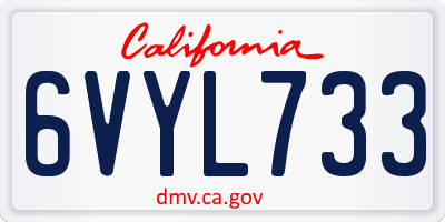 CA license plate 6VYL733