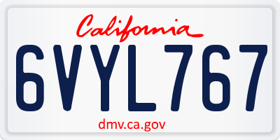 CA license plate 6VYL767
