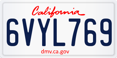 CA license plate 6VYL769