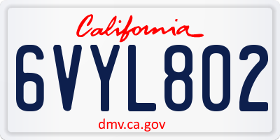 CA license plate 6VYL802