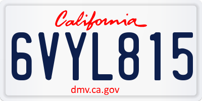 CA license plate 6VYL815