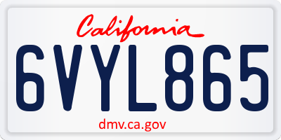 CA license plate 6VYL865