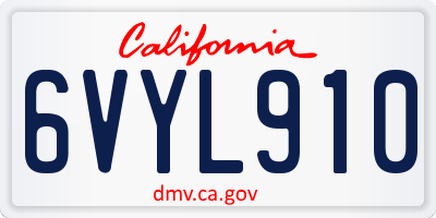CA license plate 6VYL910