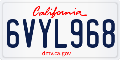 CA license plate 6VYL968