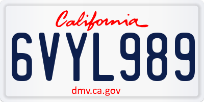 CA license plate 6VYL989