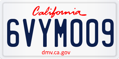 CA license plate 6VYM009