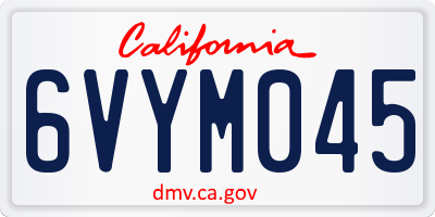 CA license plate 6VYM045