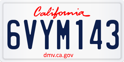 CA license plate 6VYM143
