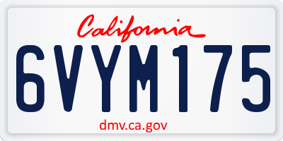 CA license plate 6VYM175