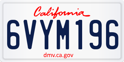 CA license plate 6VYM196