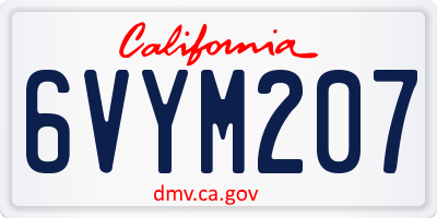 CA license plate 6VYM207