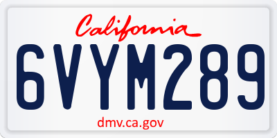 CA license plate 6VYM289