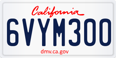 CA license plate 6VYM300