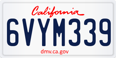 CA license plate 6VYM339