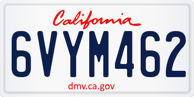 CA license plate 6VYM462