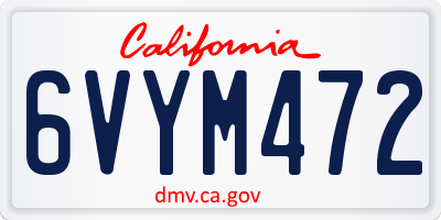 CA license plate 6VYM472