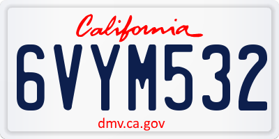 CA license plate 6VYM532