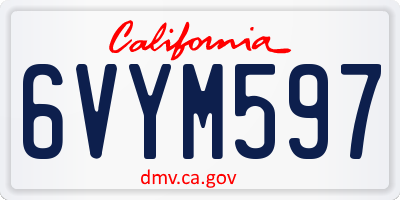 CA license plate 6VYM597