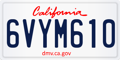 CA license plate 6VYM610