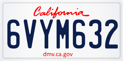 CA license plate 6VYM632