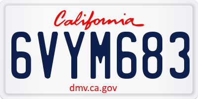 CA license plate 6VYM683