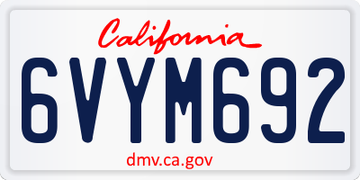 CA license plate 6VYM692