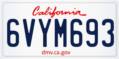 CA license plate 6VYM693