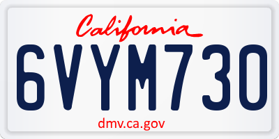 CA license plate 6VYM730