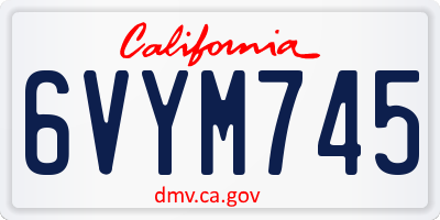 CA license plate 6VYM745