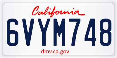 CA license plate 6VYM748