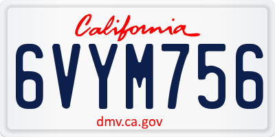 CA license plate 6VYM756